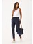 Alian Beli Lastikli Keten Beach Pantolon-Lacivert 3