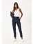 Alian Beli Lastikli Keten Beach Pantolon-Lacivert 4