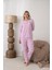 Kadın Pamuk'lu Düğme Yaka Raporlu Interlok Kışlık Pijama Takımı 05163 - 1 Adet 2