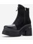 Anett Siyah Cilt-Süet Fermuarlı Kadın Platform Topuklu Bot 4