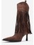Gueras Kahverengi Süet Püsküllü Sivri Burun Kadın Topuklu Çizme 4