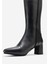 Lumın Siyah Cilt Hakiki Deri Kadın Kalın Topuklu Çizme 4