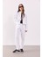 Marla Renkli Yüksek Bel Slouchy Jogger Pantolon-Beyaz 1