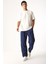 Steve Baggy Fit Beli Lastikli Pantolon(Cupro)-Lacivert 5