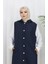 Kapitone Kumaş Boydan Düğmeli Yelek 0186A-01 Lacivert 2
