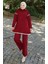 Triko Fermuar Yakalı Tunik Pantolon Ikili Takım 1061-01 Bordo 2