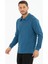 %100 Pamuk Uzun Kollu Polo Yaka Pike Desenli Tişört - Regular Fit Düğmeli 4