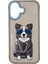 iPhone 17 Uyumlu 3D Gözlük Zincir Border Köpek Detaylı Nakış Işlemeli Kabartmalı Cool Glasses Kılıf 1