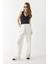 Kadın Geniş Paça Keten Beach Pantolon-Fildişi 4