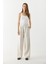 Chloe Wide Leg Keten Palazzo Pantolon-Ekru 5