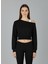 Askılı Modern Basic Omuzu Açık Siyah Sweatshirt | Reglan Kol Kesim 1