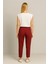 Alian Beli Lastikli Keten Beach Pantolon-Bordo 2