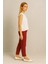 Alian Beli Lastikli Keten Beach Pantolon-Bordo 3