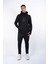 Erkek Regular Fit Kesim Detaylı Kapüşonlu Siyah Sweatshirt 5