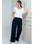 Kadın Beli Lastikli Bağcıklı Yandan Cepli Palazzo Pantolon 2