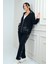 Kadın Kapüşonlu Önü Fermuarlı Cepleri Taşlı File Detaylı Hırka Beli Lastikli Pantolon Yazılı Osyho Kumaş 2'li Takım 1