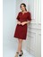 Kadın Kendinden Telalı Biyeli Önü Fermuar Detaylı Kısa Elbise 1