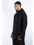 Erkek Regular Fit Kesim Detaylı Kapüşonlu Siyah Sweatshirt 2