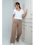 Kadın Beli Lastikli Bağcıklı Yandan Cepli Palazzo Pantolon 1