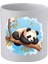 Dalda Uyuyan Panda Baskılı Kulpsuz Kupa Bardak - Hediye Kahve Kupası, Su Bardağı 1