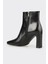 Siyah Deri Kadın Yüksek Topuk Bot 3