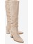 120 Bej Süet Körüklü Kadın Kalın Topuklu Çizme 1