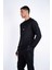 Erkek Regular Fit Uzun Kollu Baskılı Siyah Sweat 2