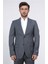 Slim Fit Mono Yaka Antrasit Çizgili Yünlü Takım Elbise 2