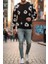 Karly Iki Iplik Çiçek Baskılı Bisiklet Yaka Slim Fit Unisex Sweatshirt 4