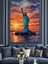 Gün Batımında Özgürlük Heykeli Silueti Dekoratif Kanvas - Mdf Ahşap Tablo 4