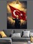 Türk Bayrağı Tutan Mustafa Kemal Atatürk Dekoratif Kanvas - Mdf Ahşap Tablo 2