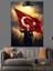 Türk Bayrağı Tutan Mustafa Kemal Atatürk Dekoratif Kanvas - Mdf Ahşap Tablo 4