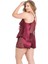 Arias Closet Büyük Beden Bordo Saten Babydoll Şort Takımı 2