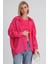 Kadın Fuşya Oversize Gömlek | Düşük Omuzlu Cep Detaylı | Rahat Kalıp 1