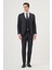 Erkek Lacivert Poliviskon Trend Desenli Slim Fit Sivri Yaka Yelekli Takım Elbise 4