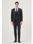 Erkek Lacivert Poliviskon Trend Desenli Slim Fit Sivri Yaka Yelekli Takım Elbise 5