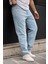Erkek Bol Paça Yüksek Bel Buz Mavi Kot Baggy Pantolon 2
