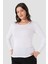 2 Adet Kadın Beyaz Tişört Bisiklet Yaka Uzun Kollu Fanila Badi %100 Pamuk Ribana 3