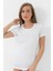 2'li Paket Kadın Beyaz Tişört Bisiklet Yaka Kısa Kollu Fanila %100 Pamuk Ribana 9