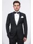 Slim Fit Saten Şal Yaka Siyah Damatlık 2