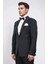 Slim Fit Saten Şal Yaka Siyah Damatlık 3