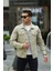 Erkek Trend Polo Yaka Slim Fit Denim Jeans Krem Kot Ceket 1