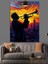 Trompet Çalan Adam Silüeti Akşam Vakti Dekoratif Kanvas - Mdf Ahşap Tablo 1