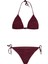 Boncuk Aksesuarlı Bordo Dantel Üçgen Bikini 1