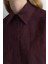 Çiçek Nakışlı Koton Gömlek - Bordo 2