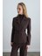 Beli Kemerli Blazer Ceket - Kahverengi 3