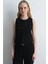 Anka Koleksiyonu Yuvarlak Yakalı Krinkıl Yelek - Siyah 2