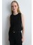 Anka Koleksiyonu Yuvarlak Yakalı Krinkıl Yelek - Siyah 3