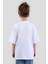 Unisex Çocuk Bisiklet Yaka Kısa Kol %100 Pamuk Oversize Tişört Beyaz 7