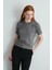 Kısa Kollu Triko Bluz - Gri 1